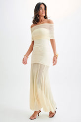 Caspian Slinky And Mesh Maxi Dress